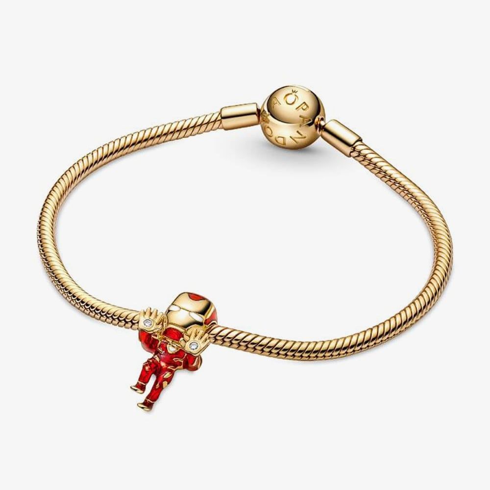 PANDORA 760268C01 Marvel Gold Plated The Avengers Iron Man Charm ...