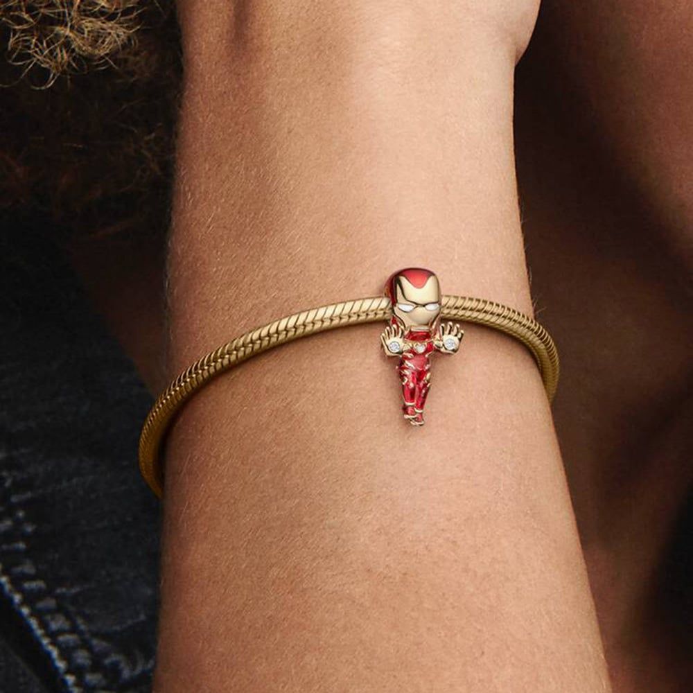 PANDORA 760268C01 Marvel Gold Plated The Avengers Iron Man Charm ...