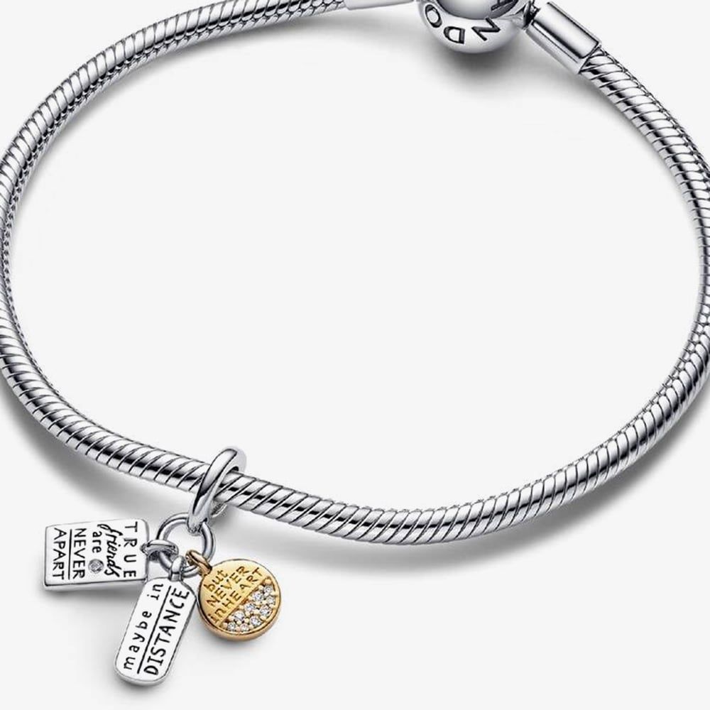 PANDORA 763436C01 Two Colour Friendship Triple Dangle Charm - thbaker.co.uk
