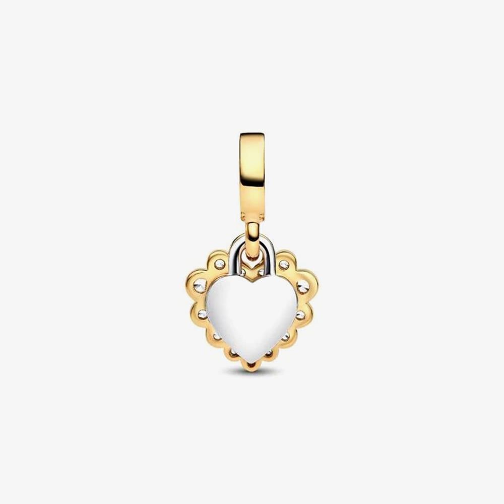PANDORA 763765C01 14ct Gold Plated Sparkling Heart Dangle Charm ...