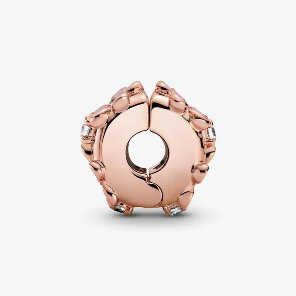 PANDORA 788809C01 14ct Rose Gold Plated Pink Daisy Clip Charm