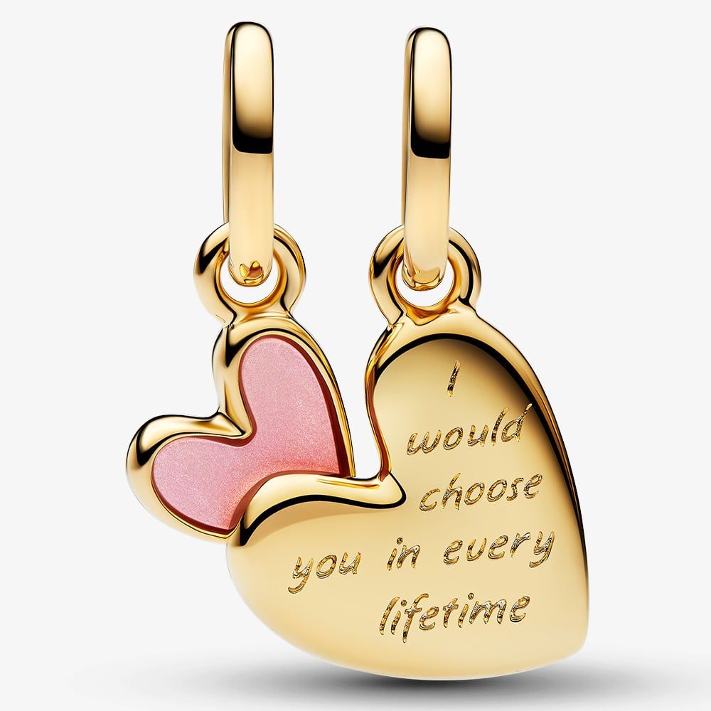 PANDORA 763766C01 14ct Gold Plated Mother & Daughter Split Charm ...