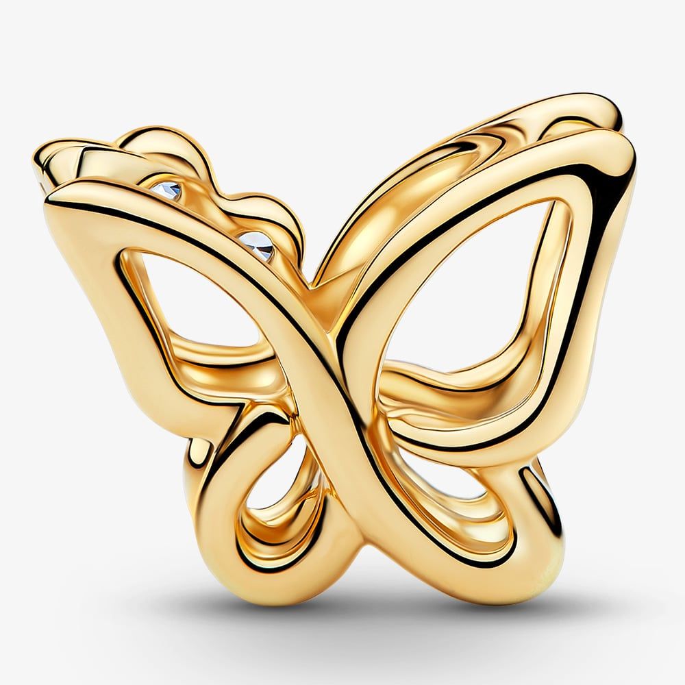 PANDORA 764369C01 14ct Gold Plated Butterfly Openwork Charm - thbaker.co.uk