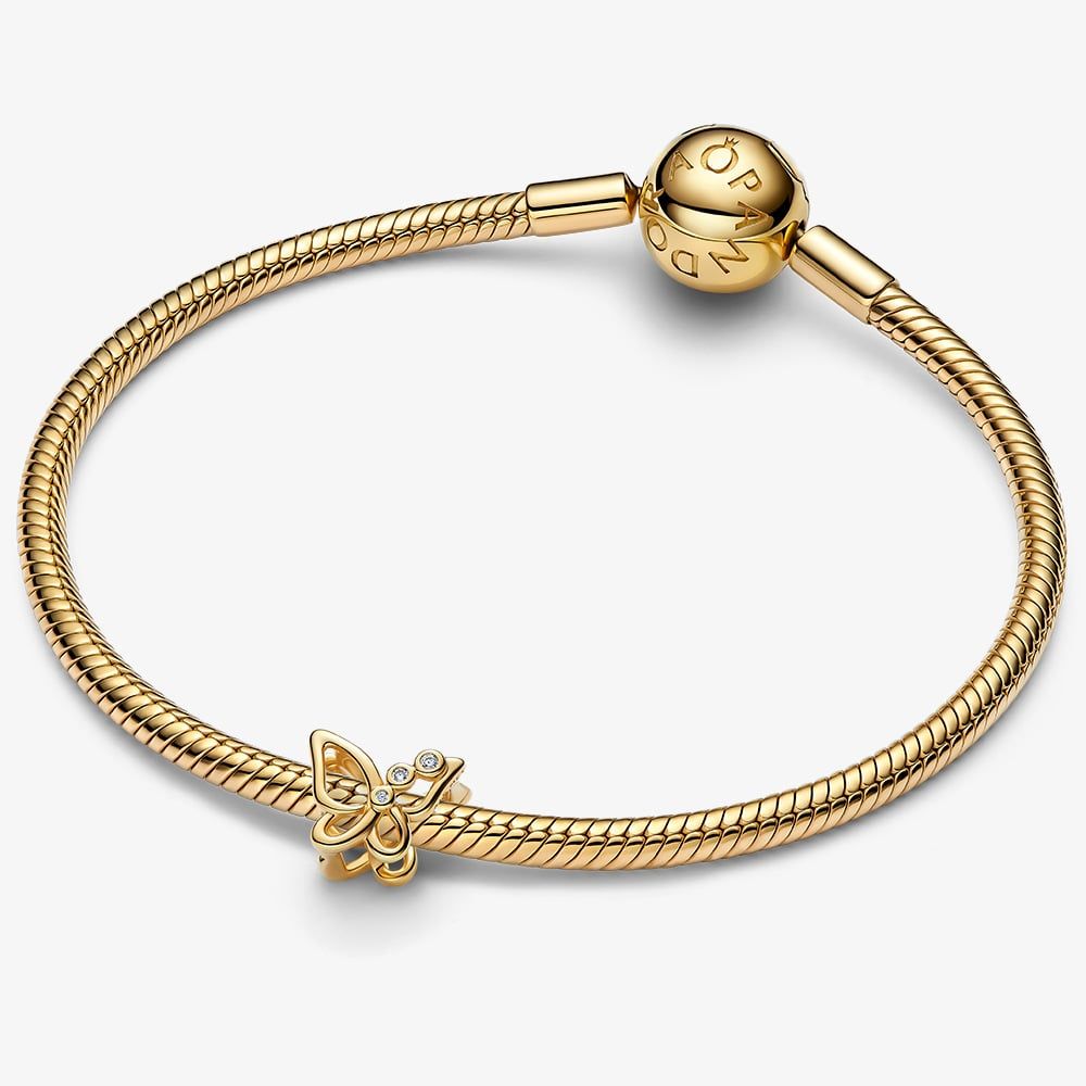 PANDORA 764369C01 14ct Gold Plated Butterfly Openwork Charm - thbaker.co.uk