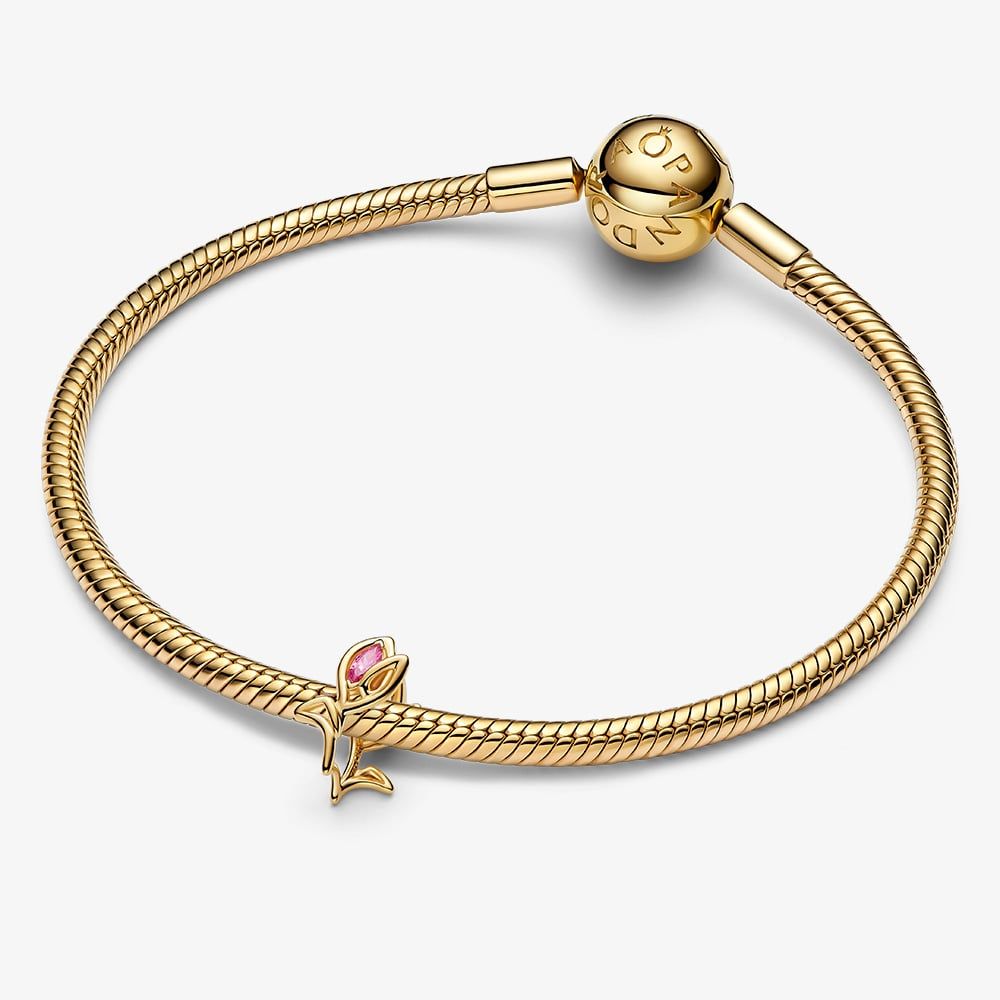 PANDORA 764555C01 14ct Gold Plated Tulip Openwork Charm - thbaker