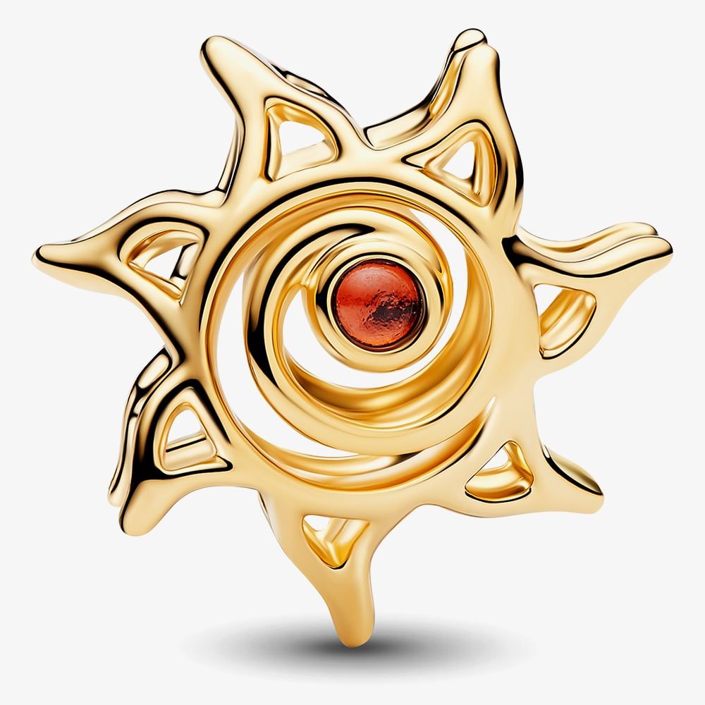 PANDORA 764625C01 14ct Gold-plated Sun Openwork Charm - thbaker.co.uk