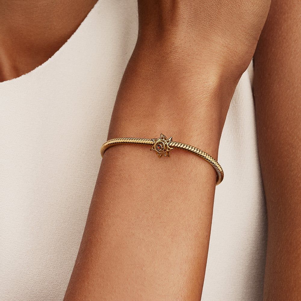 PANDORA 764625C01 14ct Gold-plated Sun Openwork Charm - thbaker.co.uk