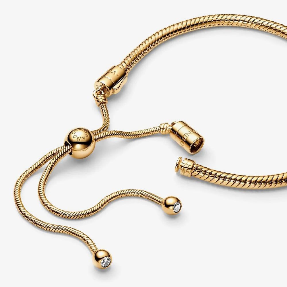 PANDORA 563580C01 14ct Gold Plated Snake Chain Slider Bracelet