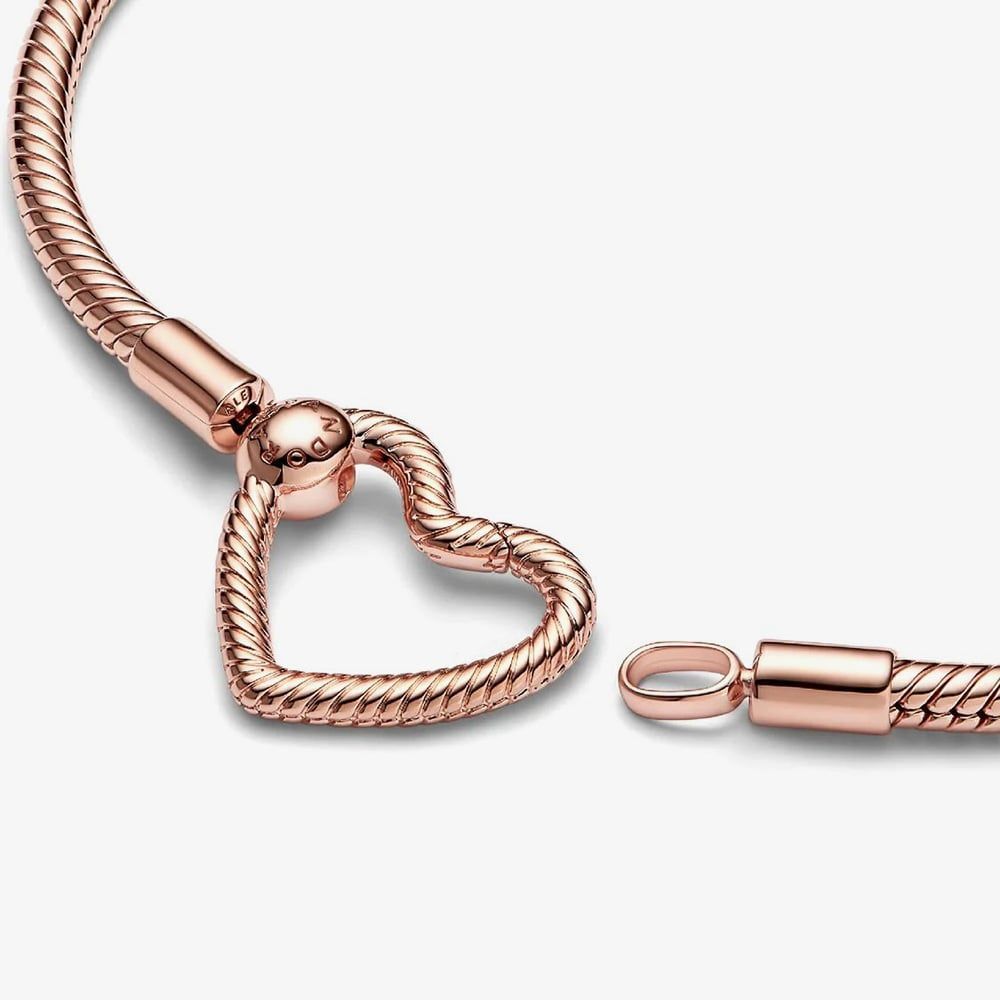 PANDORA 582257C00 Moments Rose Gold Plated Heart Clasp Bracelet