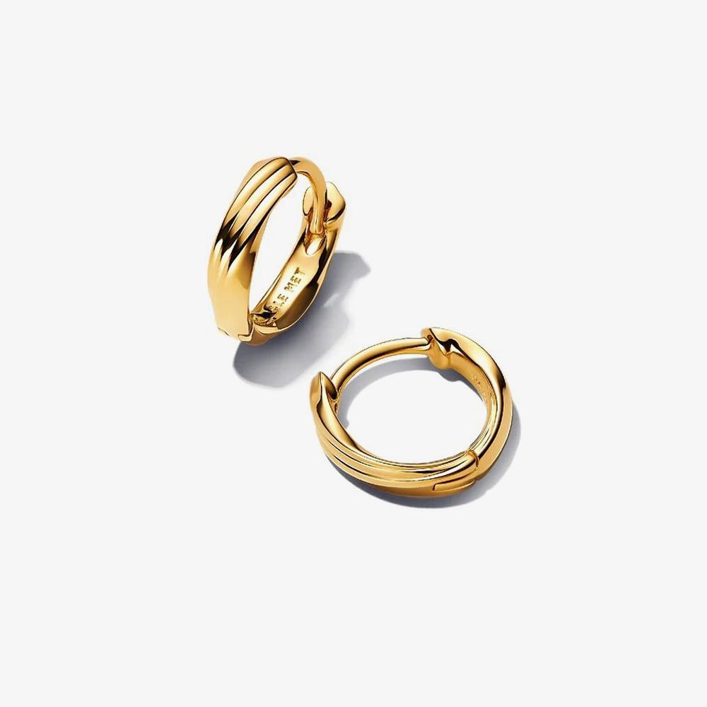 PANDORA 263871C00 14ct Gold Plated Twisted Huggie Hoop Earrings ...