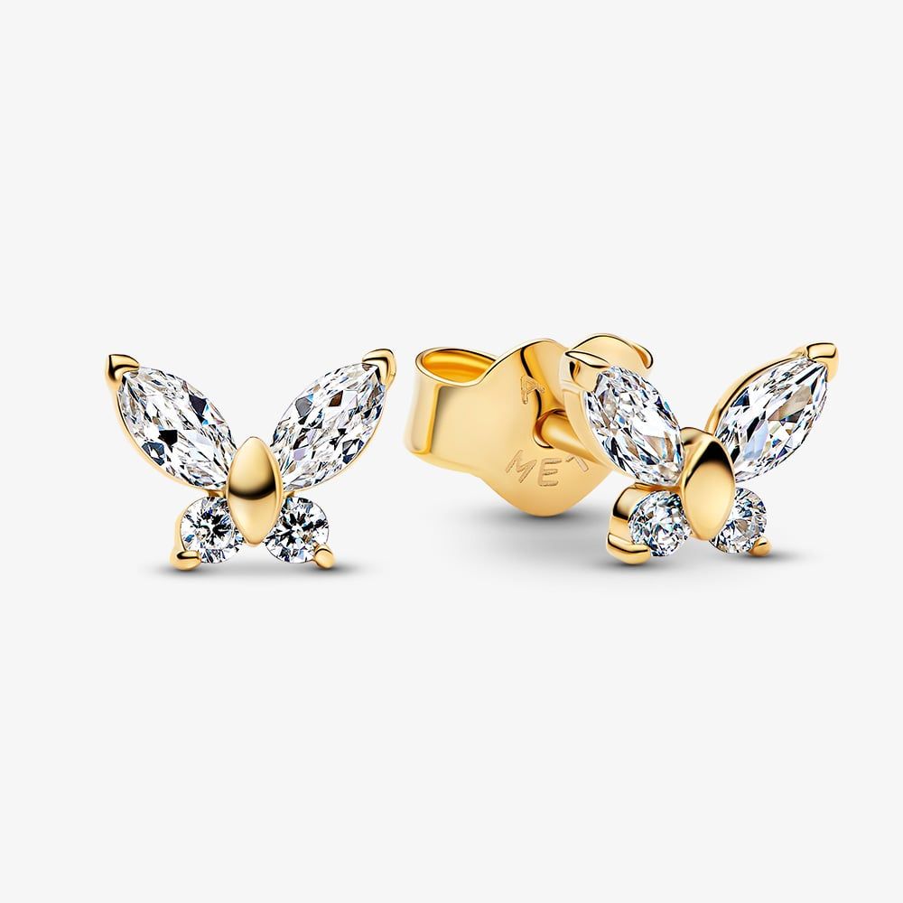 PANDORA 264264C01 Gold Plated Sparkling Butterfly Stud Earrings ...