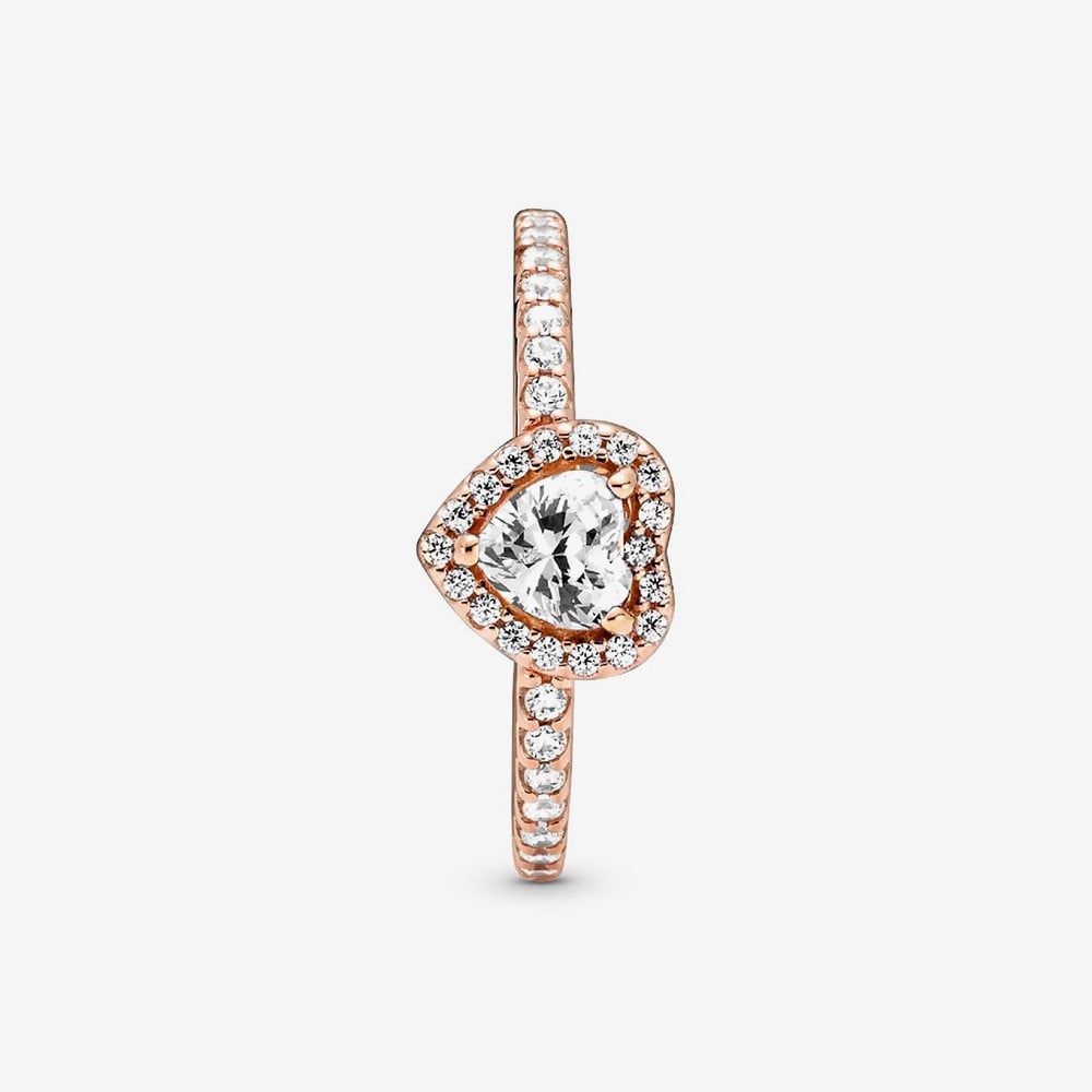 Pandora 188421C02 14ct Rose Gold Plated Elevated Heart Ring - thbaker.co.uk