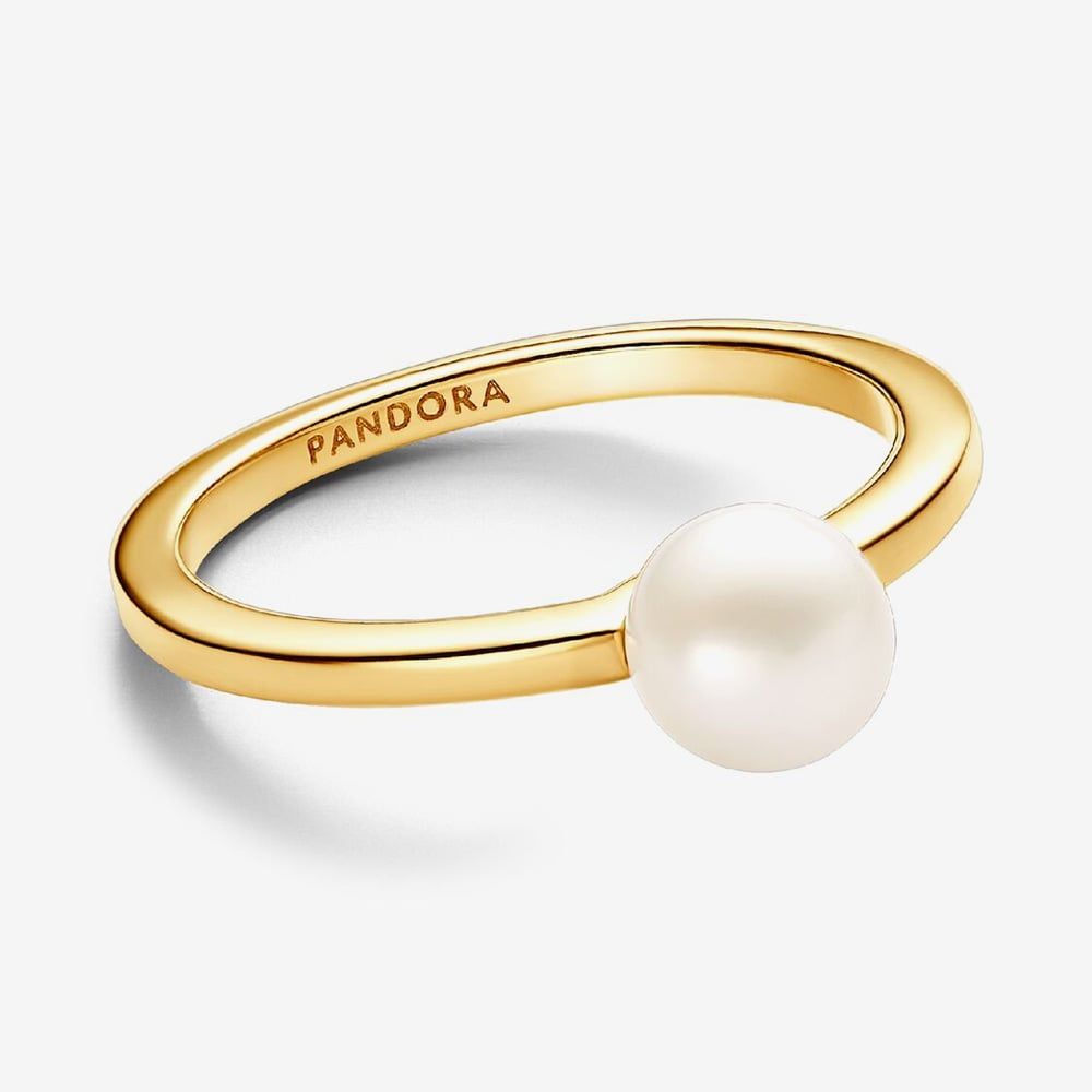 PANDORA 163157C01 14ct Gold Plated Freshwater Pearl Ring - thbaker.co.uk