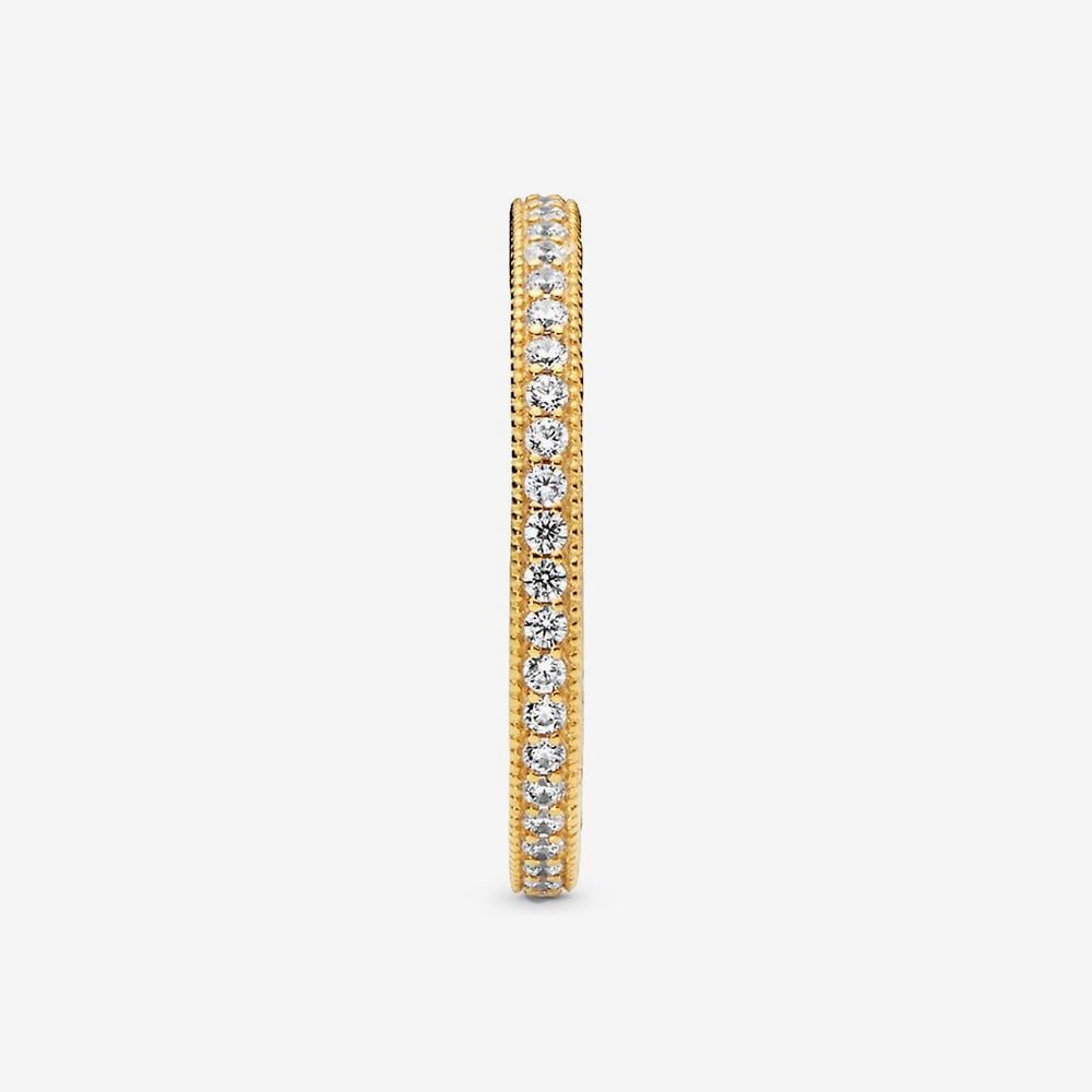 PANDORA 168655C01 14ct Gold Plated Sparkle Hearts Ring - thbaker.co.uk