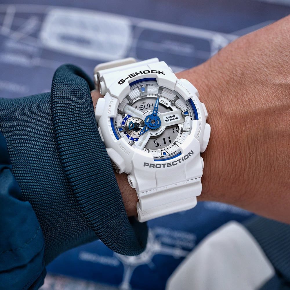 Casio GA-110HDS-7AER Mens G-Shock White Dual Display Watch