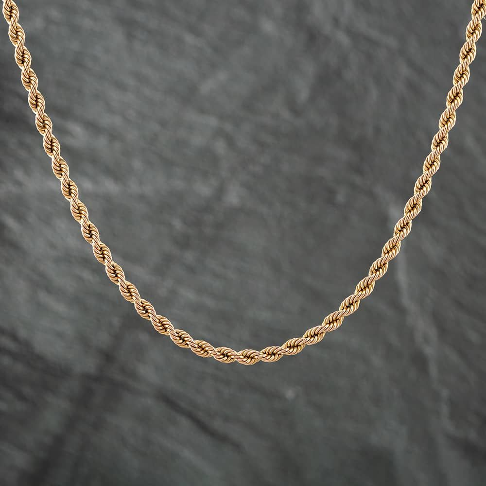 Second Hand 9ct Yellow Gold 18 Inch Rope Chain 41021074 - thbaker.co.uk