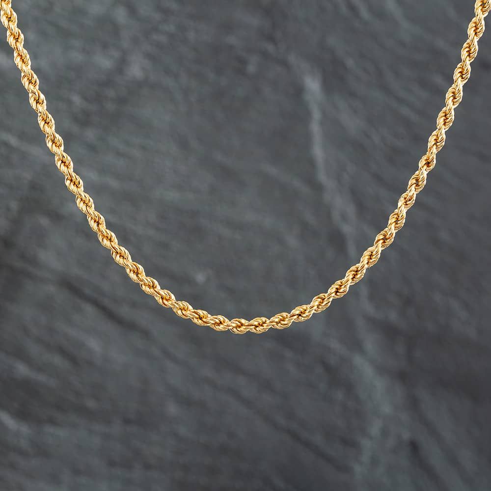 Second Hand 9ct Yellow Gold 18 Inch Rope Chain 41021100 - thbaker.co.uk
