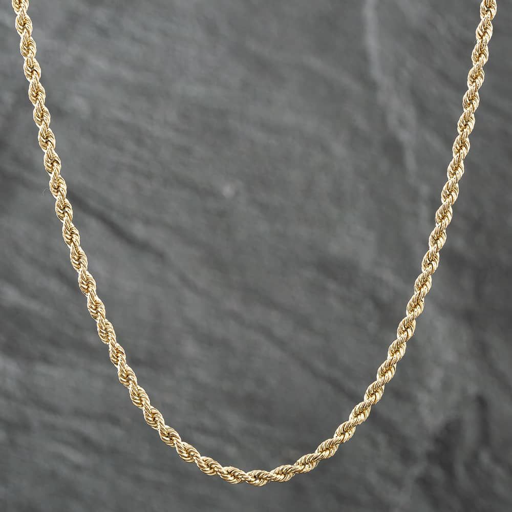 Second Hand 9ct Yellow Gold 22 Inch Rope Chain 41021192 - thbaker.co.uk
