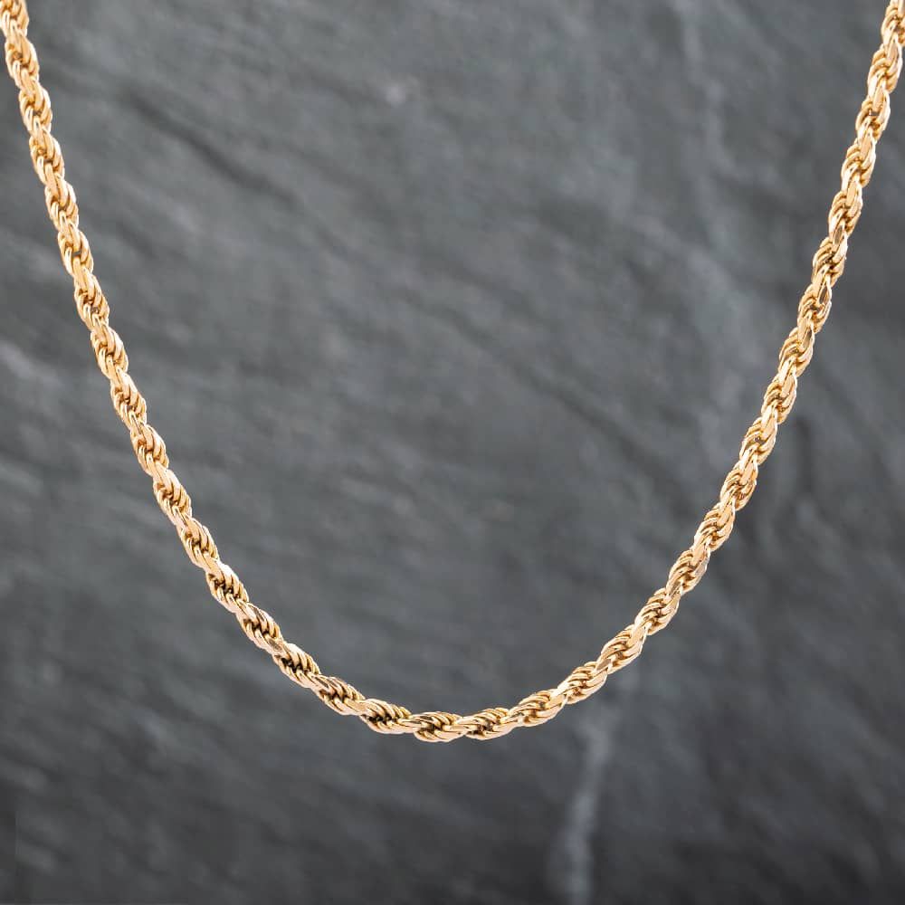 Second Hand 9ct Gold Diamond Cut 30 Inch Rope Chain - thbaker.co.uk