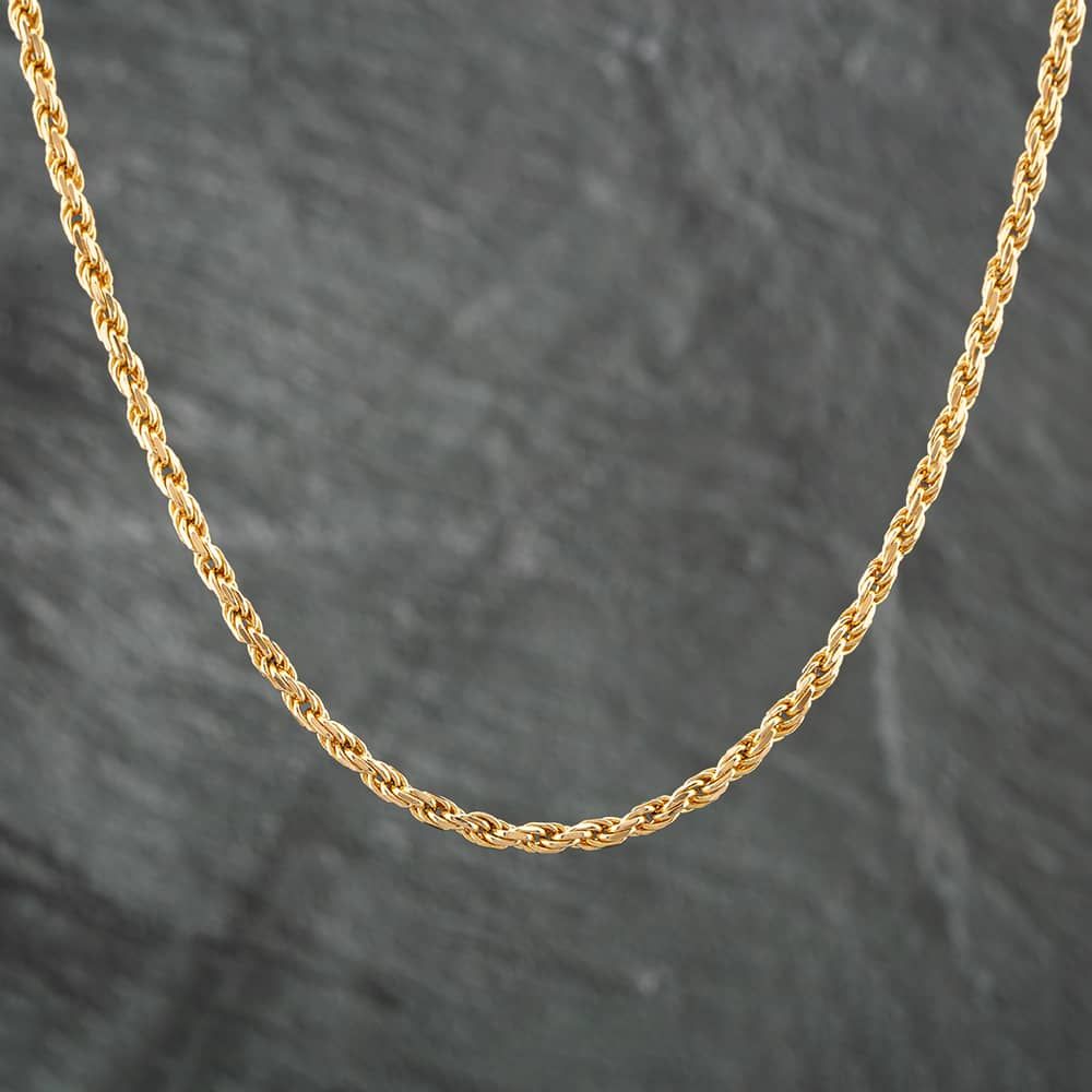 Second Hand 9ct Yellow Gold 18 Inch Rope Chain 41041075 - thbaker.co.uk