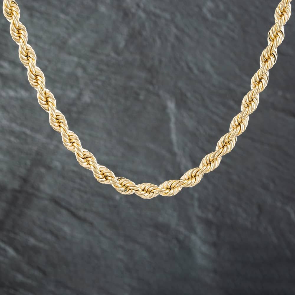 Second Hand 9ct Yellow Gold 18 Inch Rope Chain 41041128 - thbaker.co.uk