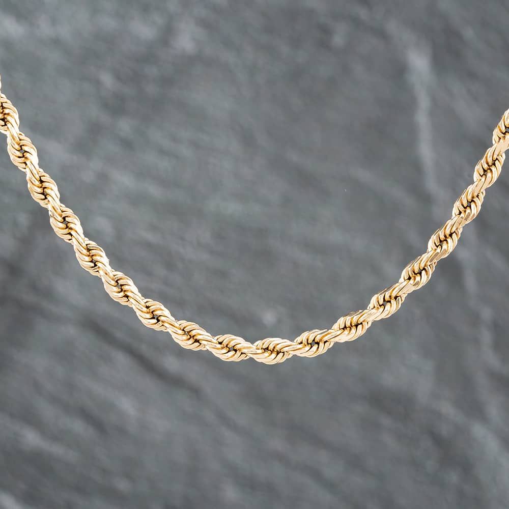 Second Hand 9ct Yellow Gold 18 Inch Rope Chain 41041249 - thbaker.co.uk