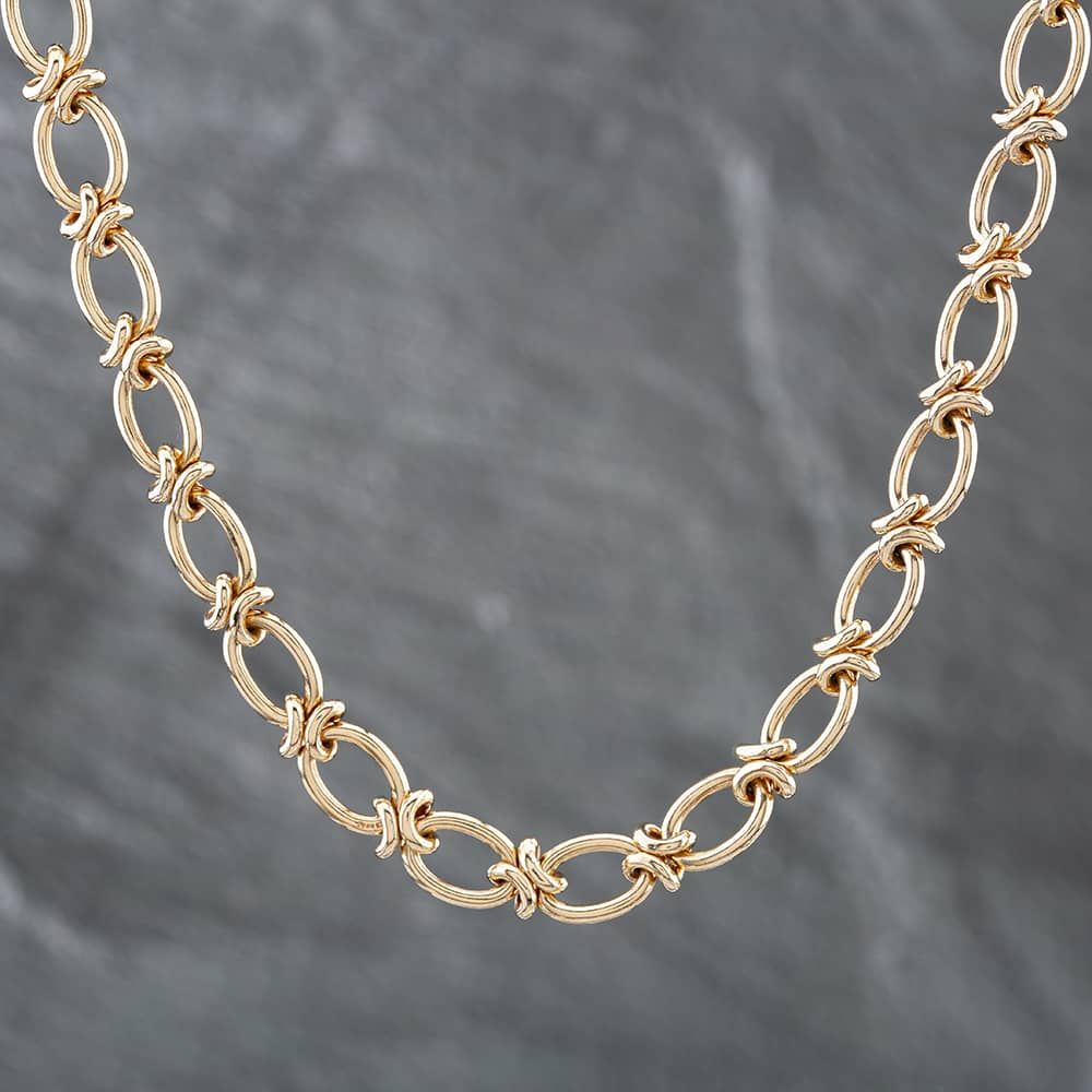 Second Hand 9ct Yellow Gold Oval & Cross Link 20 Inch Albert Chain ...