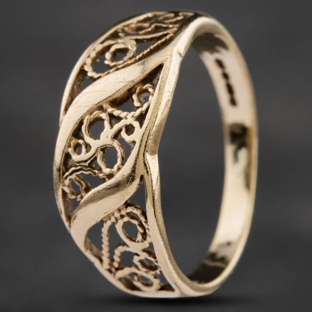 Second Hand 9ct Yellow Gold Filigree Dress Ring 41101006 - thbaker.co.uk Second Hand 9ct Yellow Gold Filigree Dress Ring 41101006 - thbaker.co.uk