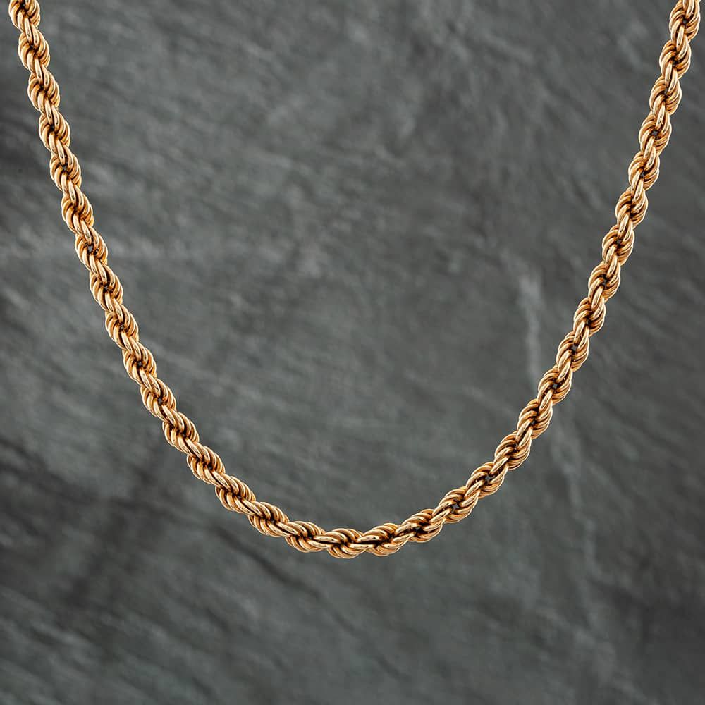 Second Hand 9ct Yellow Gold 18 Inch Rope Chain 41161275 - thbaker.co.uk
