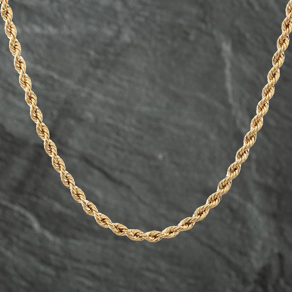 Second Hand 9ct Yellow Gold 20 Inch Rope Chain 41161276 - thbaker.co.uk