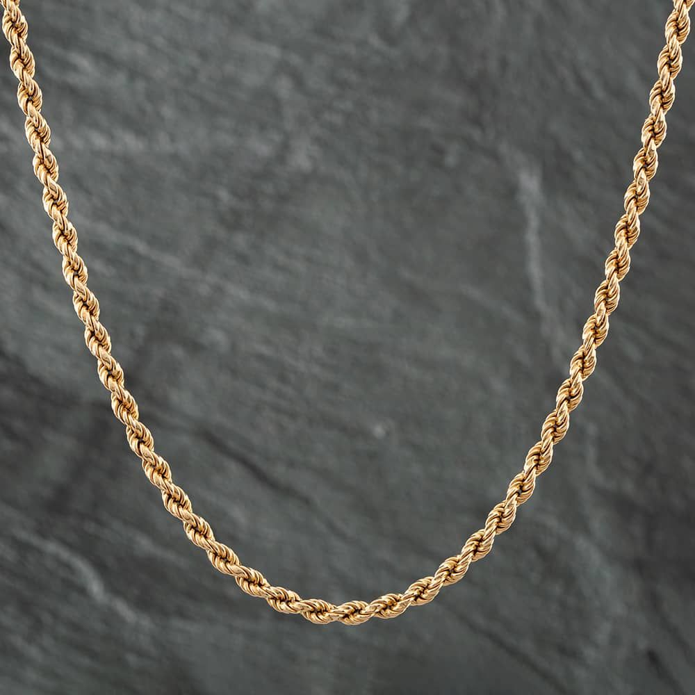 Second Hand 9ct Yellow Gold 20 Inch Rope Chain 41161277 - thbaker.co.uk