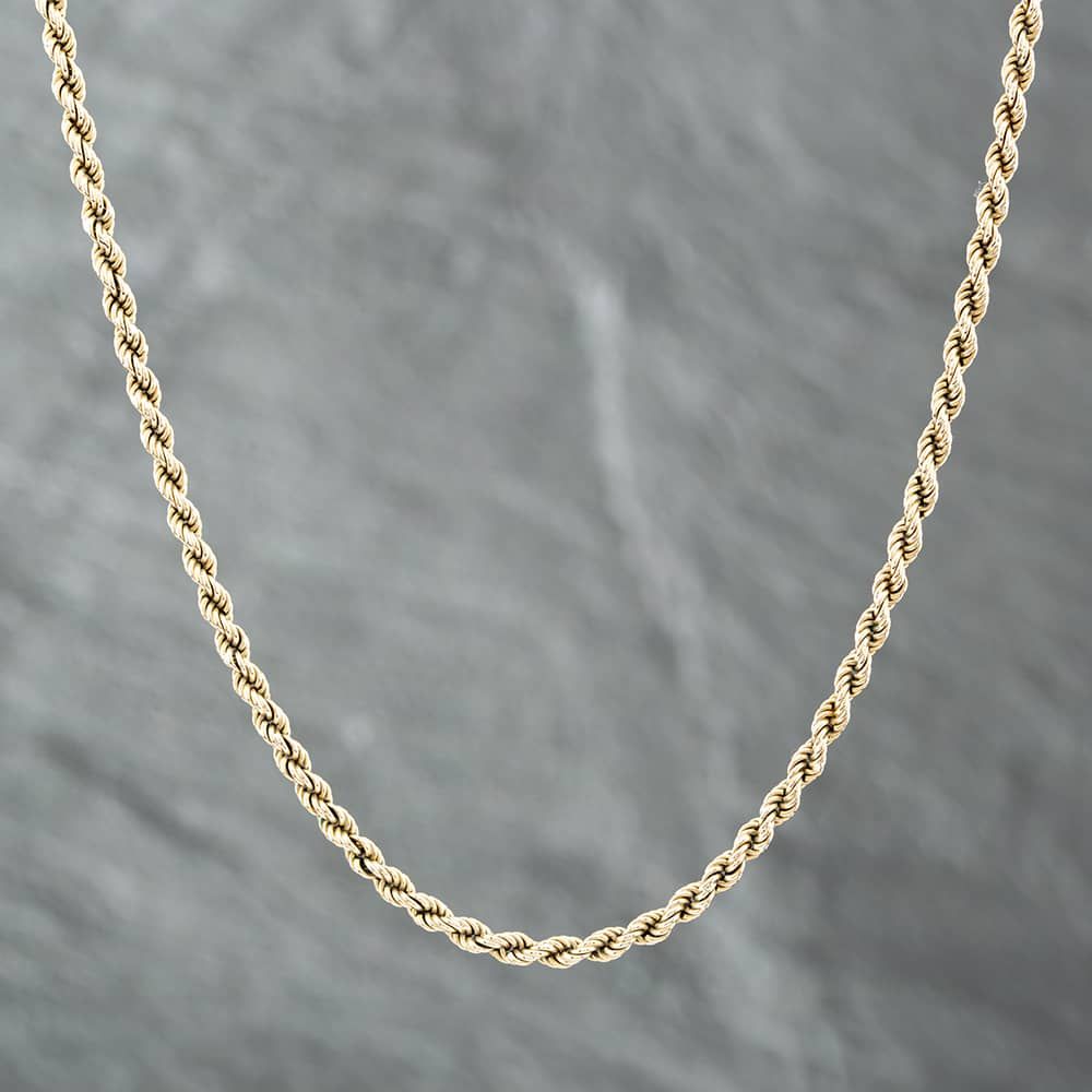 Second Hand 9ct Yellow Gold 18 Inch Rope Chain 41161650 - thbaker.co.uk