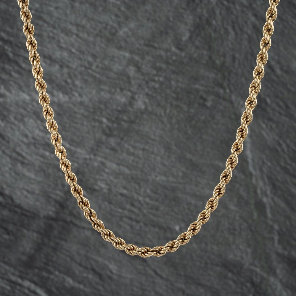 Second Hand 9ct Yellow Gold 18 Inch Rope Chain 41161898 - thbaker.co.uk