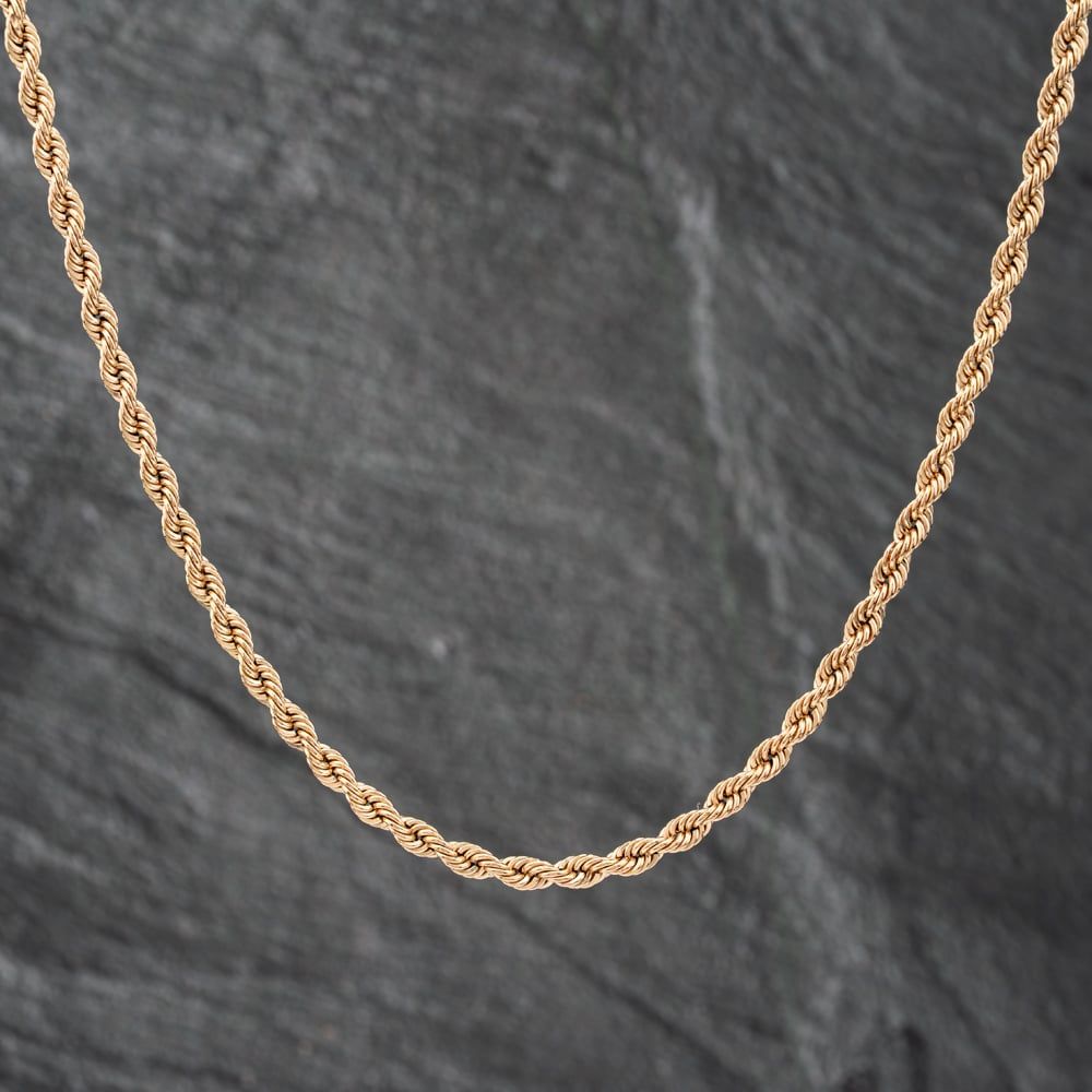 Second Hand 9ct Yellow Gold 20 Inch Rope Chain 41162065 - thbaker.co.uk