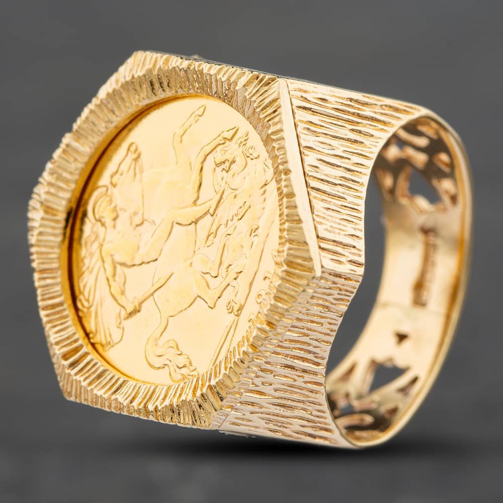 Second Hand 9ct Yellow Gold 1914 Half Sovereign Coin Ring 41201027 ...