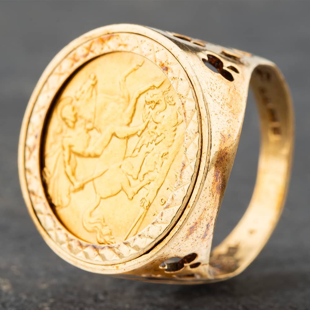 Second Hand 9ct Yellow Gold Half Sovereign 1914 Coin Ring 41201034BND ...