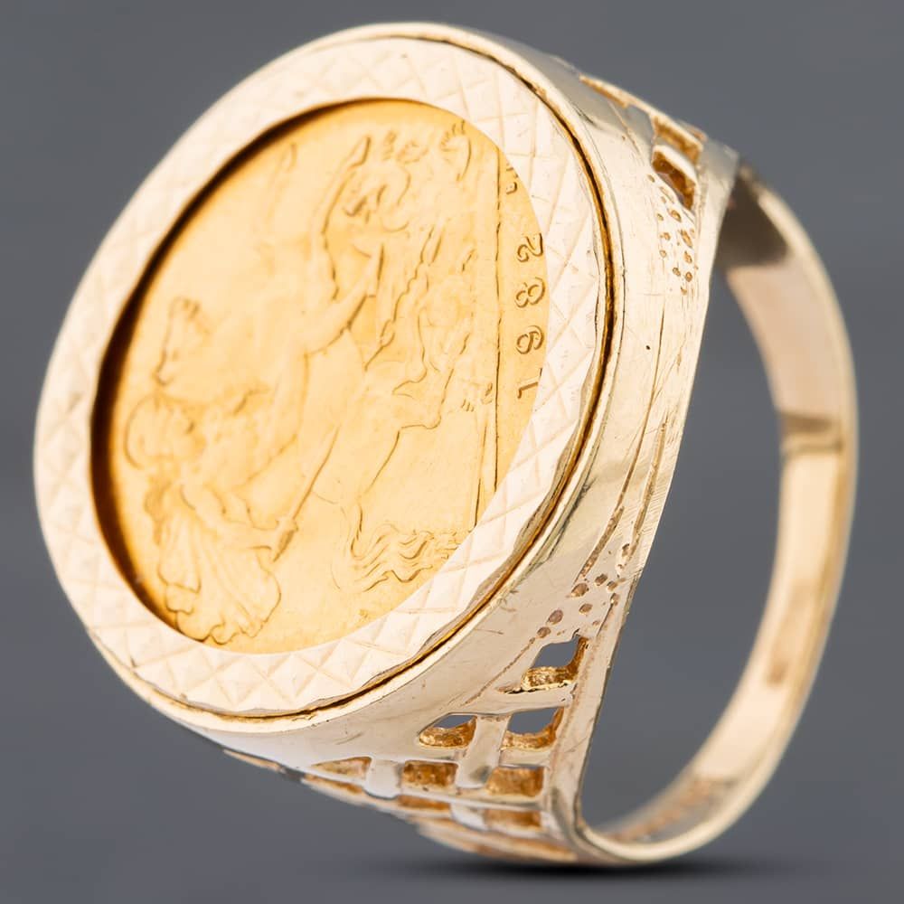 Second Hand 9ct Yellow Gold 1982 Half Sovereign Coin Ring 41201116BND ...