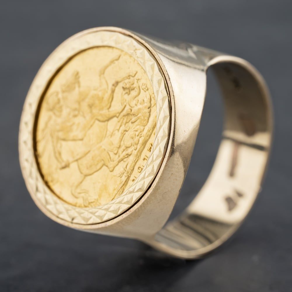 Second Hand 9ct Yellow Gold 1917 Full Sovereign Coin Ring 41201167BND ...