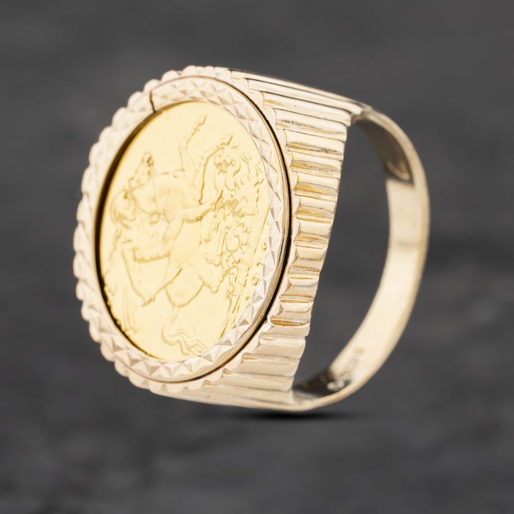Second Hand 9ct Yellow Gold 1913 George V Full Sovereign Coin Ring ...