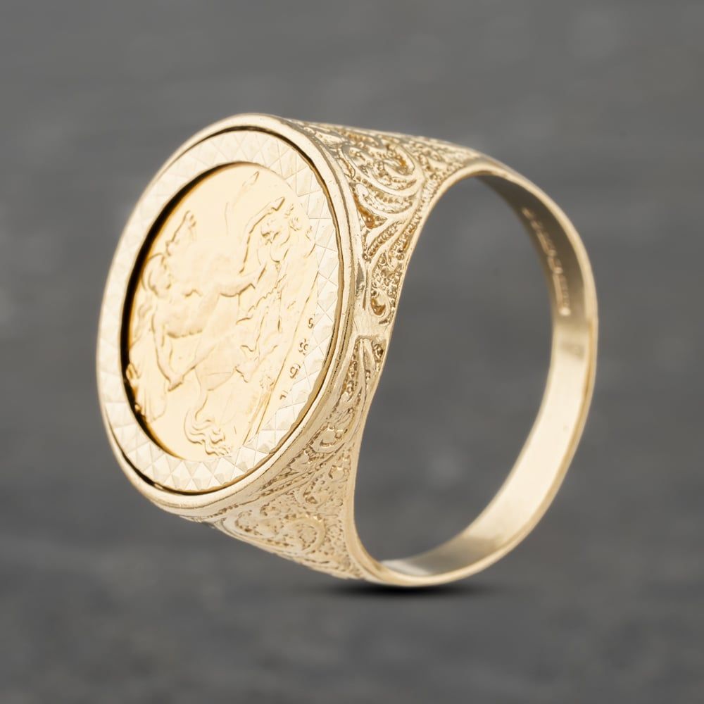 Second Hand Yellow Gold Queen Elizabet Ii 1982 Half Sovereign Coin Ring ...