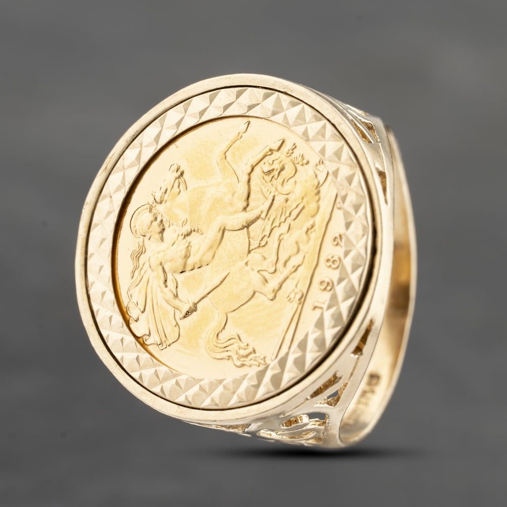 Second Hand 9ct Yellow Gold 1982 Half Sovereign Coin Ring 41201222 ...