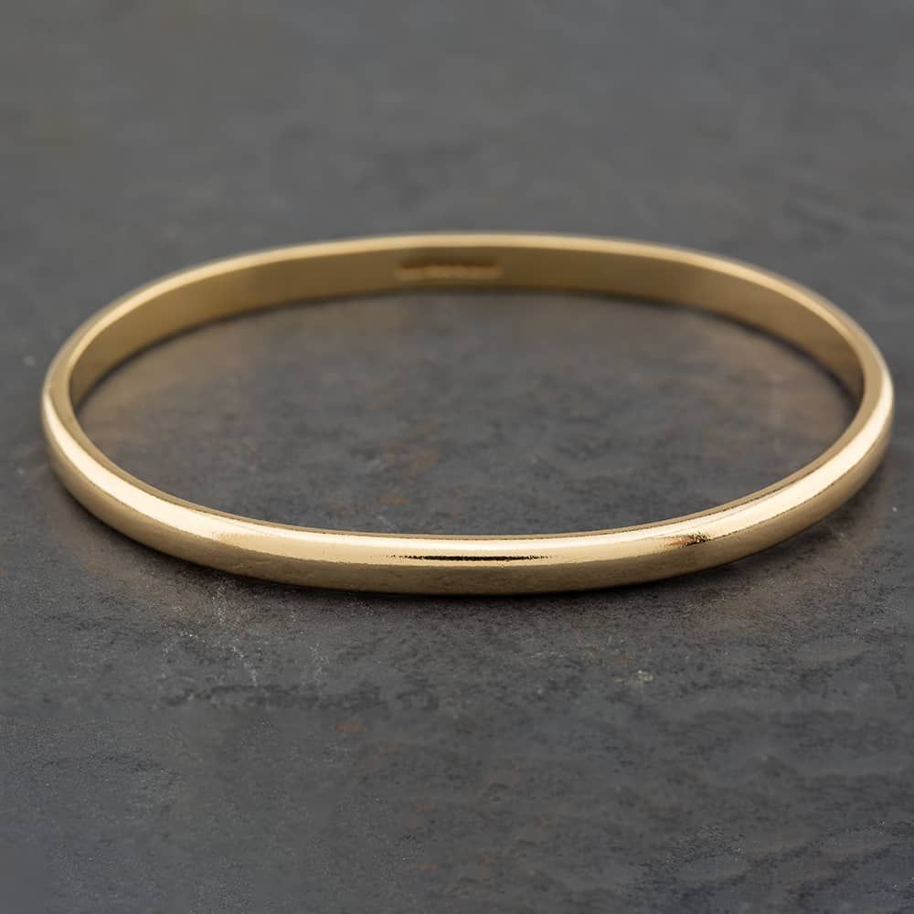 Second Hand 9ct Yellow Gold Oval Medium Plain Bangle 41211032 - thbaker ...