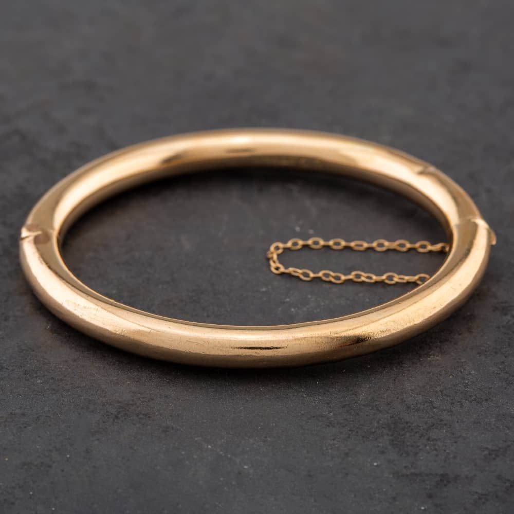 Second Hand Vintage 9ct Yellow Gold Plain Oval Standard Hinged Bangle ...
