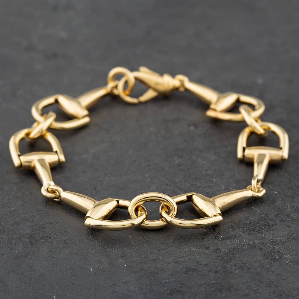Second Hand 9ct Yellow Gold Horse Bit Style 7.5 Inch Chain Bracelet ...