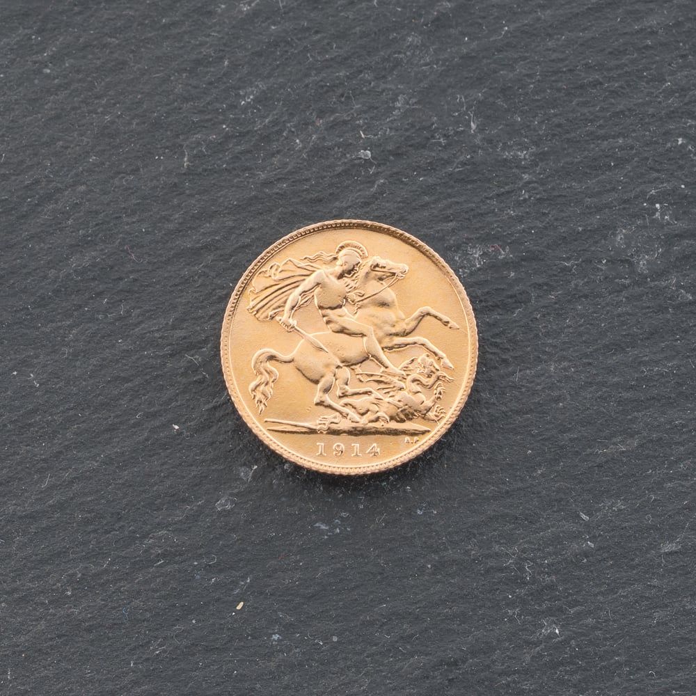 Second Hand 22ct Yellow Gold 1914 King George V Half Sovereign Coin ...