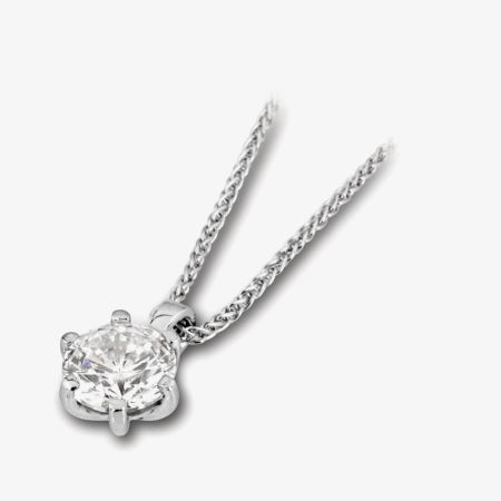18ct White Gold 0.28ct Brilliant Round 6 Claw Diamond Pendant PD244(4.0), view 6