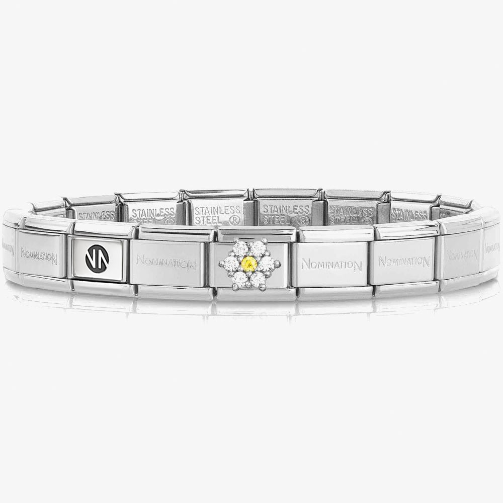 Nomination CLASSIC Composable Silver Cubic Zirconia Flower Bracelet 030000 + 330322/01