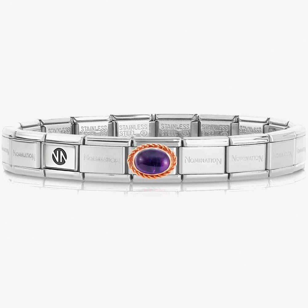 Nomination CLASSIC Composable Rose Gold Amethyst Bracelet 030000 + 430507/35