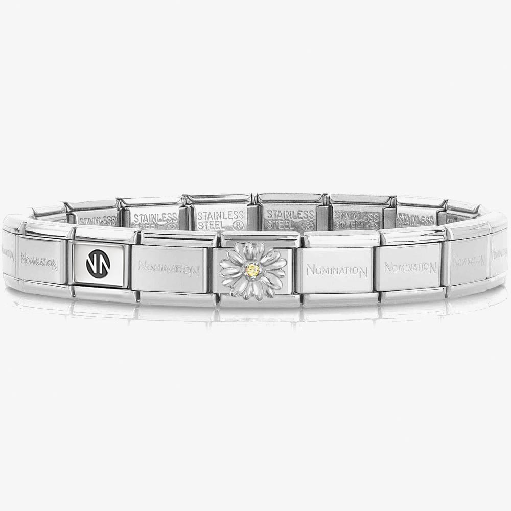Nomination CLASSIC Composable Silver Cubic Zirconia Daisy Bracelet 030000 + 330311/13