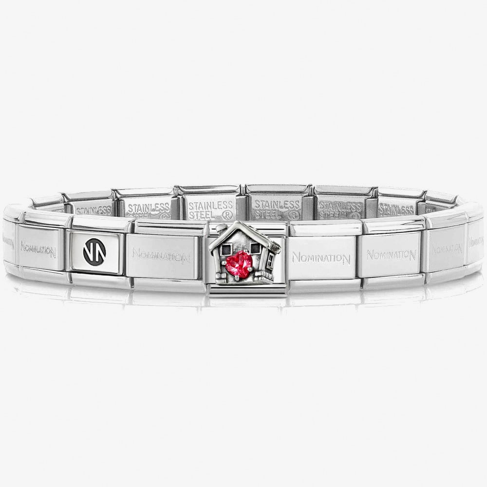 Nomination CLASSIC Silver Red Heart House Charm Bracelet 530300 SI & 330327/32